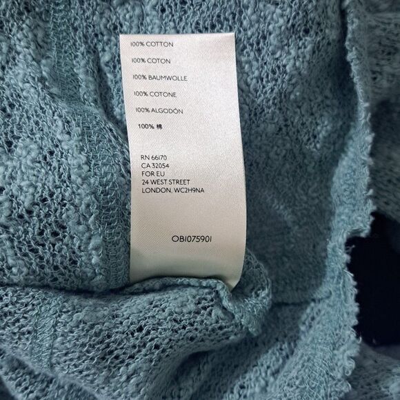 We The Free People Women Mint Ocean Air Hacci Top Long Sleeves Raw Edge Sz Small - Picture 7 of 8